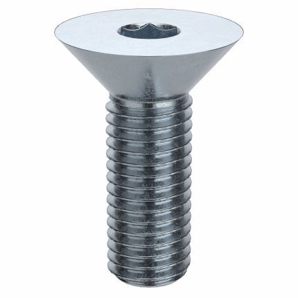 Socket Flat Head Screw: 1/4"-28 Thread Size, 3/4 in Lg, Flat, Zinc Plated, Steel, 100 PK