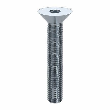 Socket Flat Head Screw: 1/4"-28 Thread Size, 1 1/2 in Lg, Flat, Zinc Plated, Steel, 100 PK