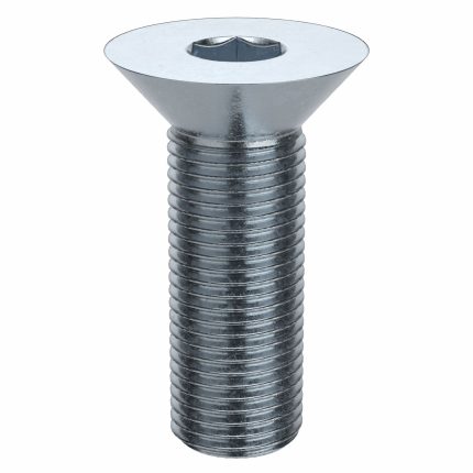 Socket Flat Head Screw: 1/2"-20 Thread Size, 1 1/2 in Lg, Flat, Zinc Plated, Steel, 10 PK