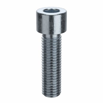 Socket Head Cap Screw: 1/4"-28 Thread Size, 7/8 in Lg, Std, Zinc Plated, Steel, 100 PK