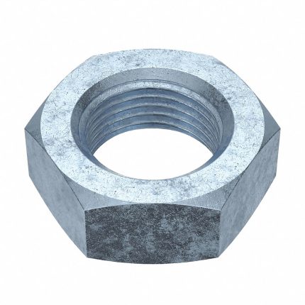 Jam Nut: 3/4"-16 Thread, 1 7/64 in Hex Wd, 29/64 in Hex Ht, Steel, Grade 5, Zinc Plated, 5 PK