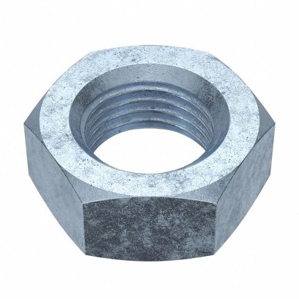 Jam Nut: 1/2"-20 Thread, 3/4 in Hex Wd, 21/64 in Hex Ht, Steel, Grade 8, Zinc Plated, 10 PK