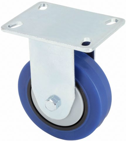 APPROVED VENDOR Plate Caster: Rigid, Rubber, 4 in Wheel Dia, 1 1/4 in Wheel Wd, 5 1/8 in Mounting Ht