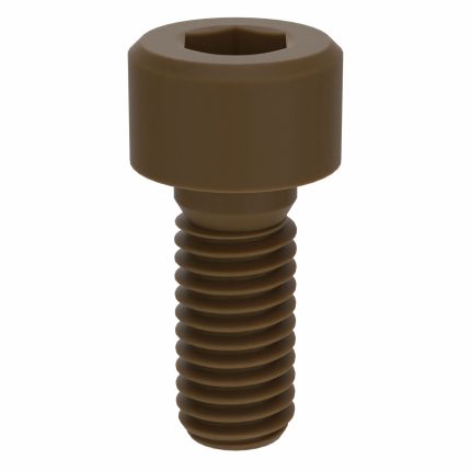 Socket Head Cap Screw: M5-0.8 Thread Size, 12 mm Lg, Std, Plain, PEEK, Not Graded, 4 mm Drive, 10 PK