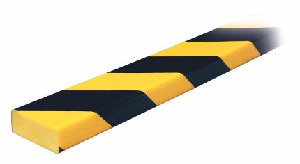 Surface Guard: Polyurethane Foam, Flat Shape, 24 in Overall Lg, 0.8 in Overall Thick, Black/Yellow
