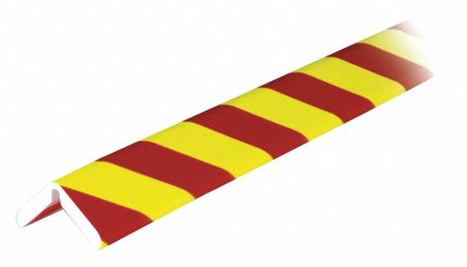 Corner Guard: Polyurethane Foam, L Shape, 39 3/8 in Overall Lg, 0.5 in Overall Thick, Red/Yellow