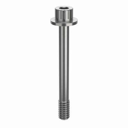 Socket Head Cap Screw: 1/4"-20 Thread Size, 2 3/16 in Lg, Flanged Std, Plain, Stainless Steel, 316