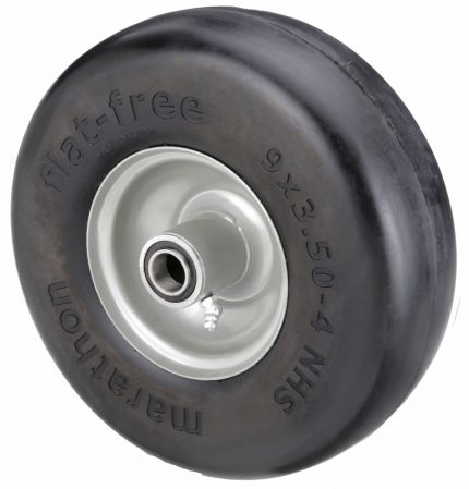 MARASTAR Flat-Free Wheel: 9 5/16 in Wheel Dia., 1 3/4 in Wheel Wd, Polyurethane, 4 in Hub Lg, Steel
