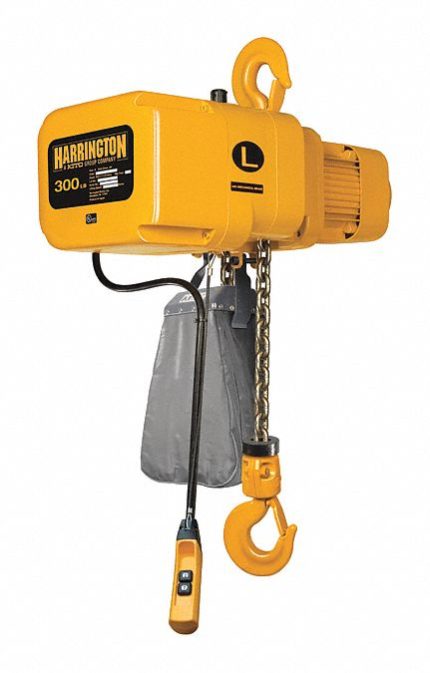 HARRINGTON Electric Chain Hoist: H4 - Heavy Duty, 460V AC, Hook Mounted - No Trolley, 1 Speeds