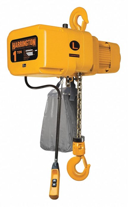 HARRINGTON Electric Chain Hoist: H4 - Heavy Duty, 230/460V AC, Hook Mounted - No Trolley, 1 Speeds