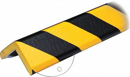 Corner Guard: Polyurethane Foam, Flat Shape, 40 in Overall Lg, 0.5 in Overall Thick, Black/Yellow