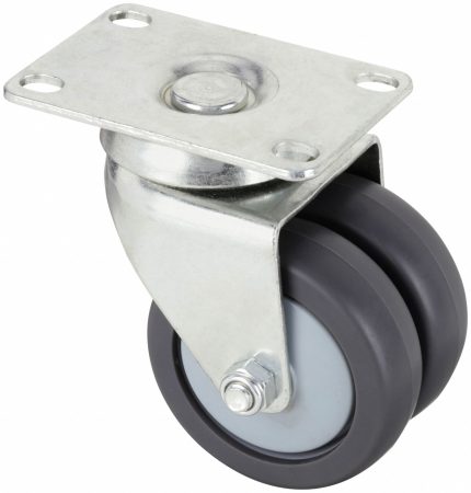 APPROVED VENDOR Plate Caster: Swivel, No Brake, Thermoplastic Rubber, 3 in Wheel Dia, Slot, Ball