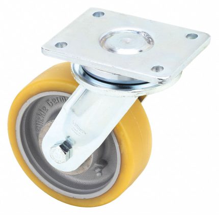 APPROVED VENDOR Plate Caster: Swivel, No Brake, Polyurethane, 6 in Wheel Dia, 2 in Wheel Wd, Slot