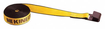 Winch Strap: Flat-Hook, Gen Purpose Webbing, 2 in Overall Wd, 3,335 lb Working Load Limit, Yellow