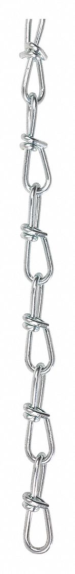 PEERLESS Double Loop Chain: Carbon Steel, 255 lb Working Load Limit, Double Loop, 100 ft Overall Lg