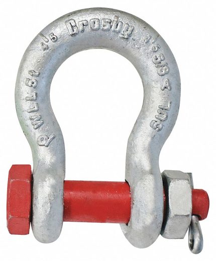CROSBY Anchor Shackle: Anchor Shackle, 6,660 lb Working Load Limit, 13/16 in Wd Between Eyes, Silver