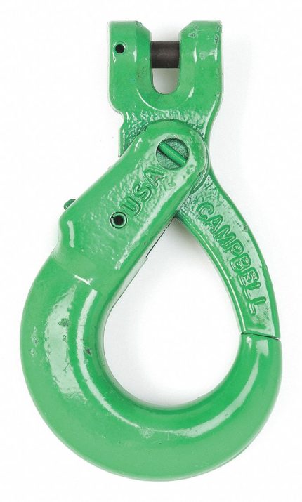 CAMPBELL Self-Locking Hook: 15,000 lb Working Load Limit, 100 Hook Grade, Alloy Steel, Clevis, Green