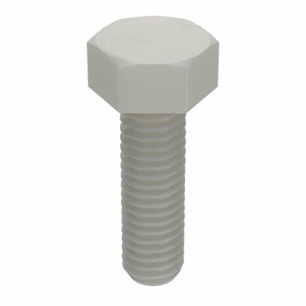 Hex Head Cap Screw: Nylon, Not Graded, Plain, M5-0.80, Coarse, 20 mm lg, Made in USA*, Metric, 25 PK