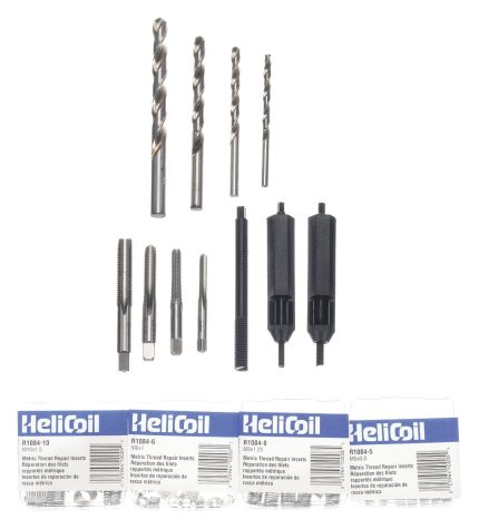 HELI-COIL Thread Repair Kit: Tanged Tang Style, Free-Running, 4 Inserts, 60 Pieces, 3 # of Sizes