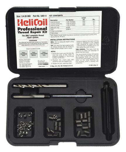 HELI-COIL Thread Repair Kit: Tanged Tang Style, Free-Running, #5-40 Thread Size, Stainless Steel