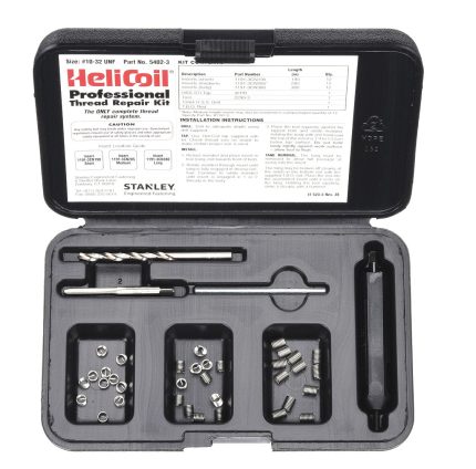 HELI-COIL Thread Repair Kit: Tanged Tang Style, Free-Running, #10-32 Thread Size, Stainless Steel