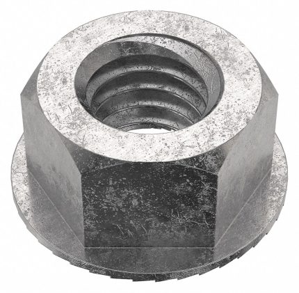 Lock Nut: Serrated, 3/8"-16 Thread Size, Stainless Steel, 18-8, Plain, 9/16 in Hex Wd, 25 PK