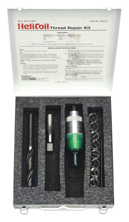 HELI-COIL Thread Repair Kit: Tanged Tang Style, Free-Running, 1/2"-14 Thread Size, Stainless Steel