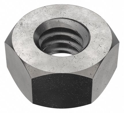 Hex Nut: 1/4"-20 Thread, 7/16 in Hex Wd, 7/32 in Hex Ht, Steel, Grade 8, Black Oxide, 100 PK