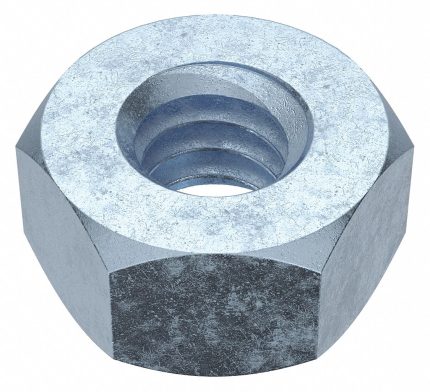 Hex Nut: 1/4"-20 Thread, 7/16 in Hex Wd, 7/32 in Hex Ht, Steel, Grade 5, Zinc Plated, 100 PK