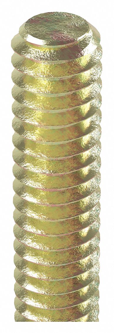 Fully Threaded Rod: 3/4"-10 Thread Size, Steel, Grade B7, Zinc Yellow, 6 ft Overall Lg