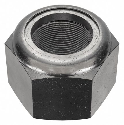 Lock Nut: Nylon Insert, 2"-12 Thread Size, Steel, Grade 2, Black Oxide, 3 1/8 in Hex Wd
