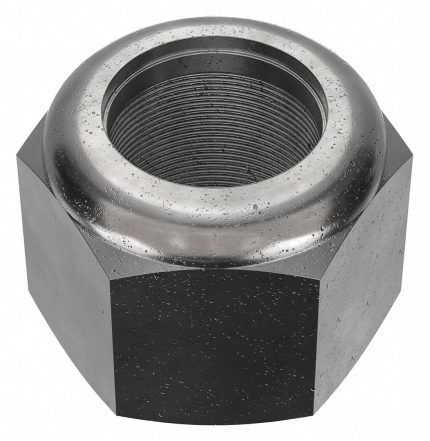 Lock Nut: Nylon Insert, 2 1/4"-12 Thread Size, Steel, Grade 2, Black Oxide, 3 1/2 in Hex Wd