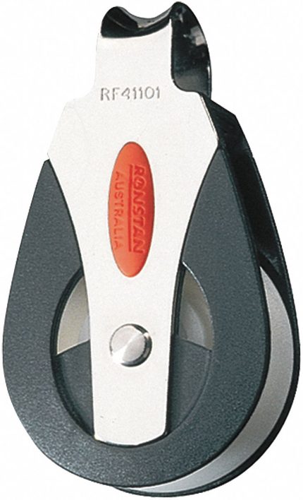RONSTAN Pulley Block: Fixed, Pulling, 880 lb Working Load Limit, 7/16 in Compatible Rope Dia, Sleeve