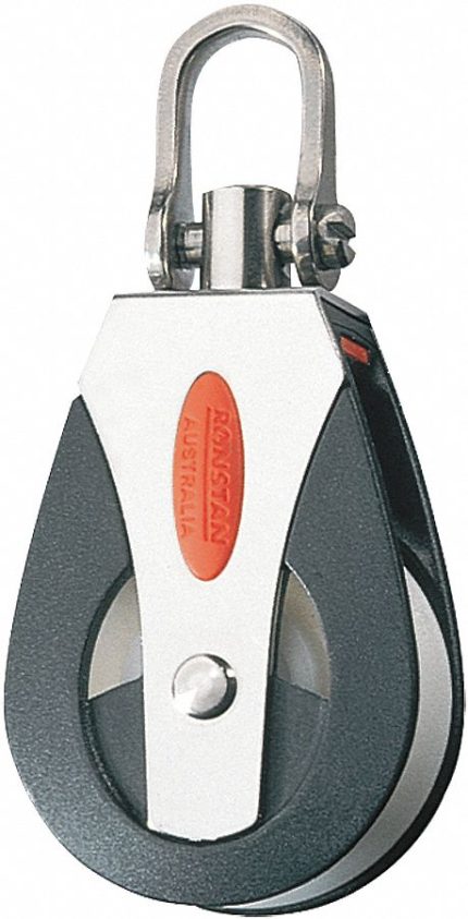 RONSTAN Pulley Block: Swivel, Pulling, 880 lb Working Load Limit, 7/16 in Compatible Rope Dia, Plain
