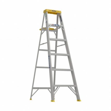 WERNER Stepladder: 6 ft Ladder Size, Aluminum, 225 lb Load Capacity, 10 lb Wt, 1.9 ft Standing Ht