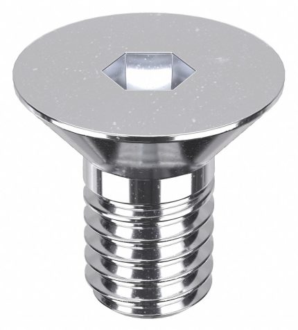 Socket Flat Head Screw: 5/16"-18 Thread Size, 5/8 in Lg, Flat, Chrome Plated, Steel, 5 PK