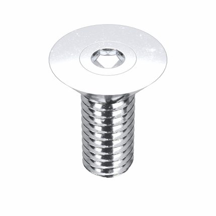Socket Flat Head Screw: 5/16"-18 Thread Size, 1 in Lg, Flat, Chrome Plated, Steel, 5 PK