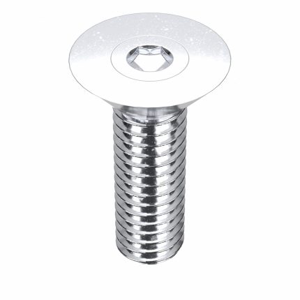 Socket Flat Head Screw: 5/16"-18 Thread Size, 1 1/4 in Lg, Flat, Chrome Plated, Steel, 5 PK