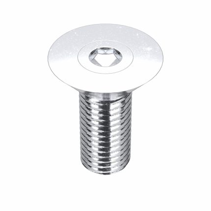 Socket Flat Head Screw: 5/16"-24 Thread Size, 1 in Lg, Flat, Chrome Plated, Steel, 5 PK