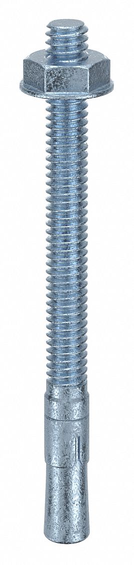 MKT FASTENING Wedge Anchor: 3 1/4 in Overall Lg, 1/4 in Dia, 1/4"-20 Thread Size, Steel, 100 PK