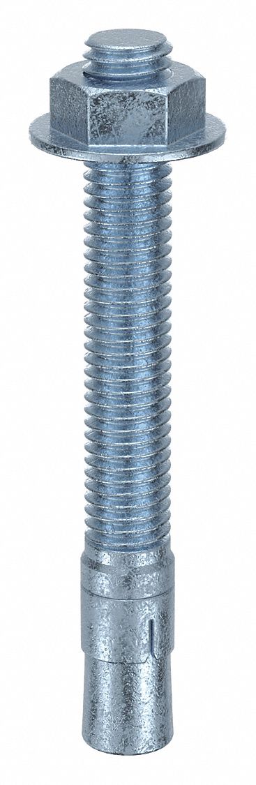 MKT FASTENING Wedge Anchor: 4 1/4 in Overall Lg, 1/2 in Dia, 1/2"-13 Thread Size, Steel, 50 PK