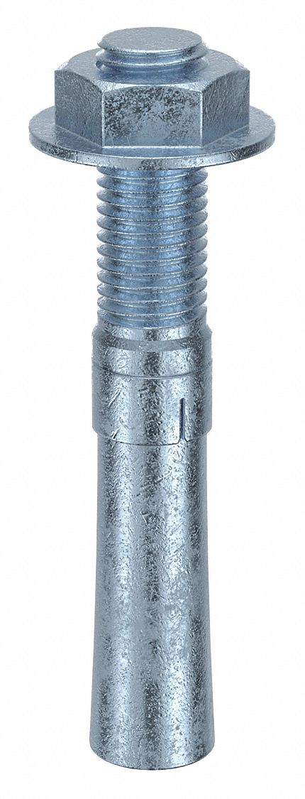 MKT FASTENING Wedge Anchor: 6 in Overall Lg, 7/8 in Dia, 7/8"-9 Thread Size, Steel, Steel, 10 PK