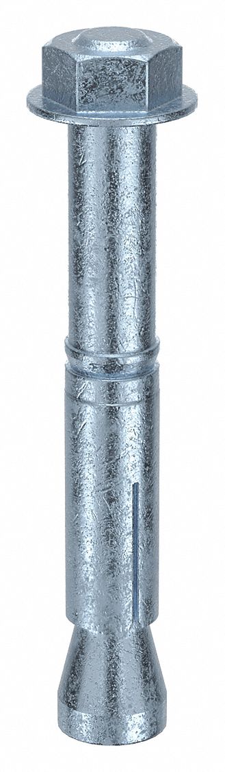MKT FASTENING Wedge Anchor Stud: 96 mm Overall Lg, 15 mm Dia, M10 Thread Size, Steel, Steel, 25 PK
