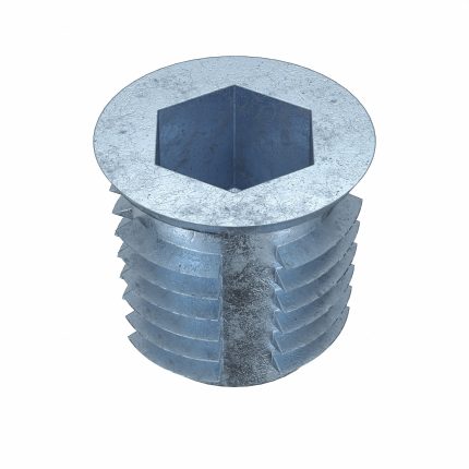 Hex Drive Threaded Insert: M8-1.25 Int Thrd Sz, 13 mm Overall Lg, 14.4 mm Dia, Zinc Alloy, 500 PK
