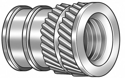 Heat-Set Insert: 1/4"-28 Thread Size, 1/2 in Overall Lg, 3/8 in Dia, Brass, 500 PK