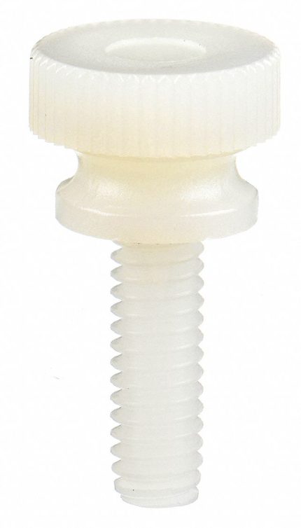 Thumb Screw: #8-32 Thread Size, Knurled, Nylon, Plain, 0.305 in Max Head Ht, 1/2 in Lg, 10 PK