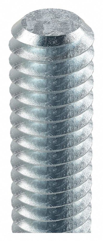 Fully Threaded Stud: 3/8"-16 Thread Size, Steel, Grade 2, Zinc Plated, 6 in Overall Lg, 5 PK