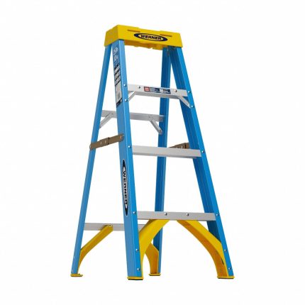 WERNER Stepladder: 4 ft Ladder Size, Fiberglass, 250 lb Load Capacity, 13 lb Wt, 2.8 ft Standing Ht