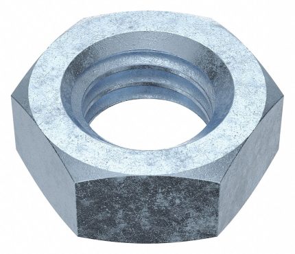 Hex Nut: 1/2"-13 Thread, 3/4 in Hex Wd, 7/16 in Hex Ht, Steel, Grade 5, Zinc Plated, 900 PK
