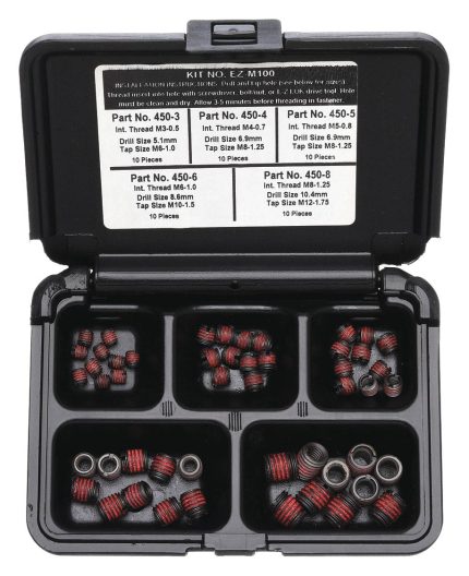 E-Z LOK Self-Locking Insert Kit: Heavy Wall, 50 Pieces, 5 # of Sizes, Steel, Plain, Steel, Plain